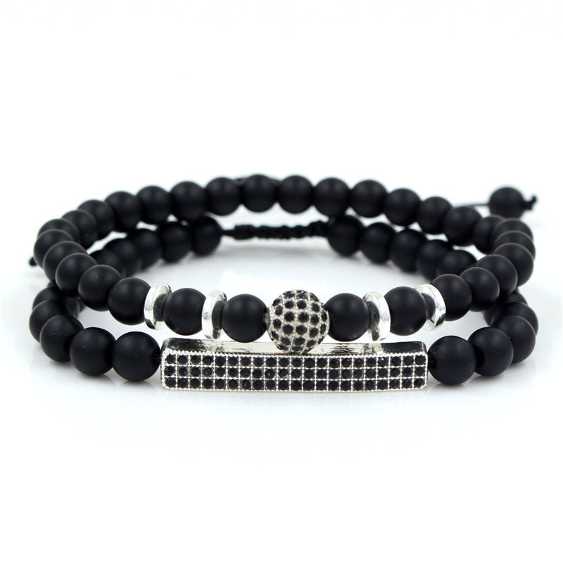 Peris Gems 13 Micro Pave CZ 8mm Disco Ball Bracelet Unisex | 3pc Black Bracelet Charm Set SHEIN Amazon Temu