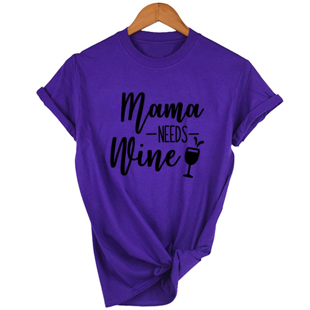 Peris Gems 13 / S Mama Needs Wine Letter Print T Shirt for Women | Short Sleeve Wine Lover Tee Mama Needs Wine Letter Print T Shirt for Women | Wine Lover SHEIN Amazon Temu