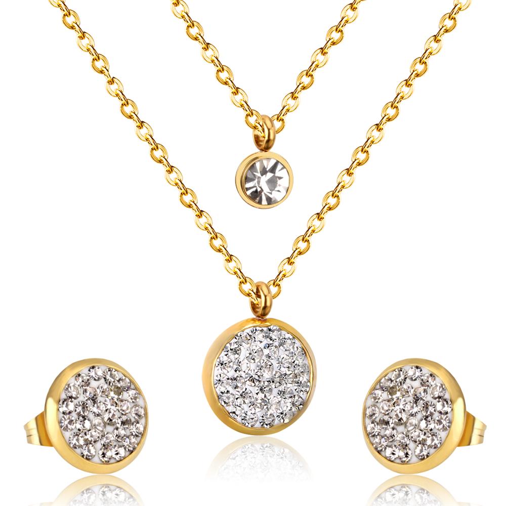 Peris Gems 133G Stainless Steel 3pc Jewelry Set for Women | Gold Crystal Diamond Jewelry Set Stainless Steel 3pc Jewelry Set for Women | Gold Crystal SHEIN Amazon Temu