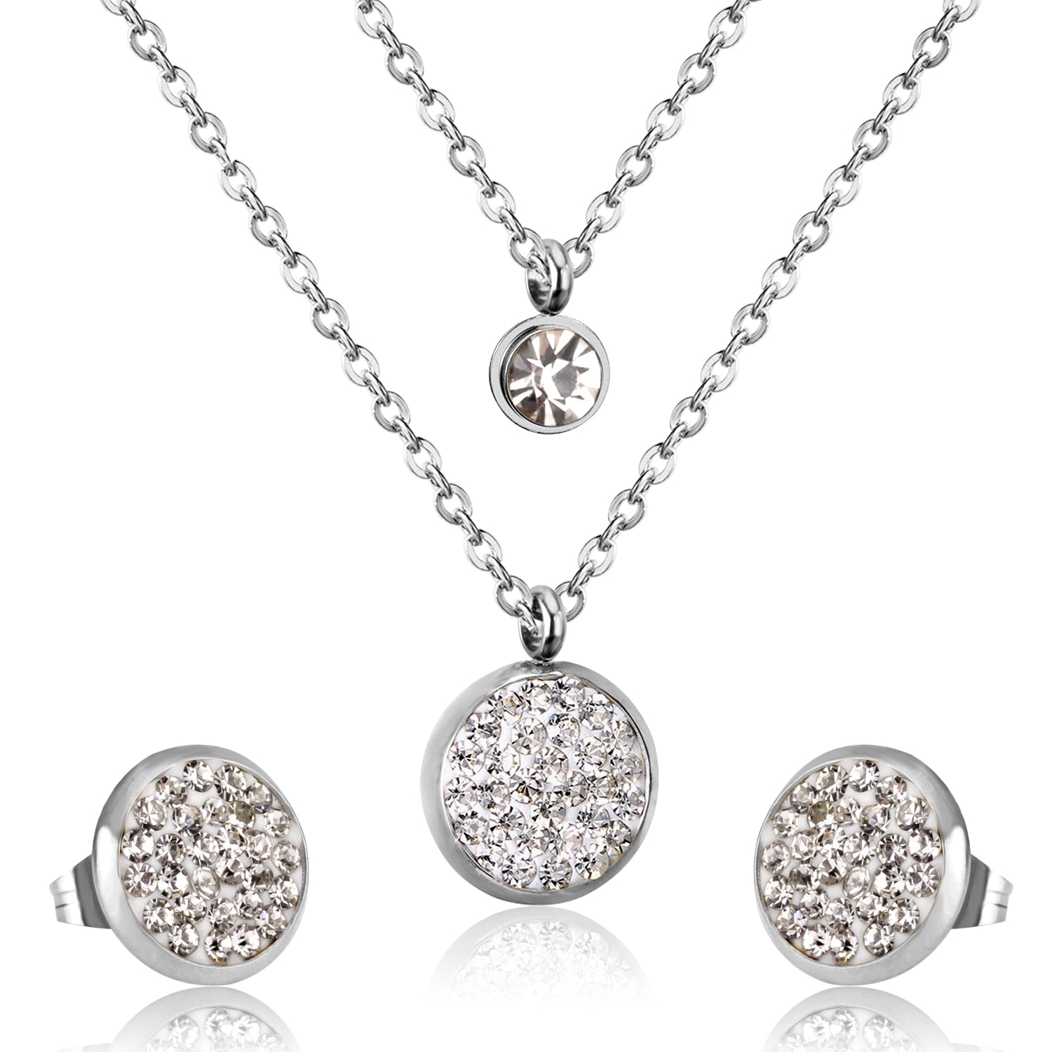Peris Gems 133S Stainless Steel 3pc Jewelry Set for Women | Gold Crystal Diamond Jewelry Set Stainless Steel 3pc Jewelry Set for Women | Gold Crystal SHEIN Amazon Temu