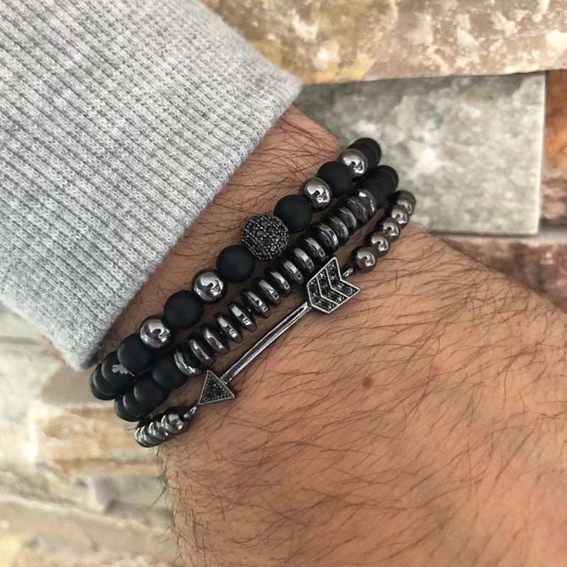 Peris Gems 14 Micro Pave CZ 8mm Disco Ball Bracelet Unisex | 3pc Black Bracelet Charm Set SHEIN Amazon Temu