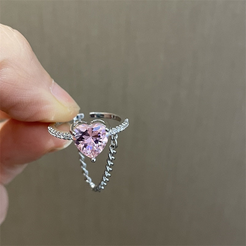Peris Gems 14 Pink Heart Open Rings for Women | Silver Rings SHEIN Amazon Temu
