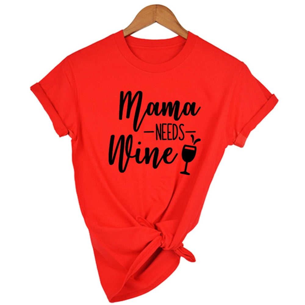 Peris Gems 14 / S Mama Needs Wine Letter Print T Shirt for Women | Short Sleeve Wine Lover Tee Mama Needs Wine Letter Print T Shirt for Women | Wine Lover SHEIN Amazon Temu