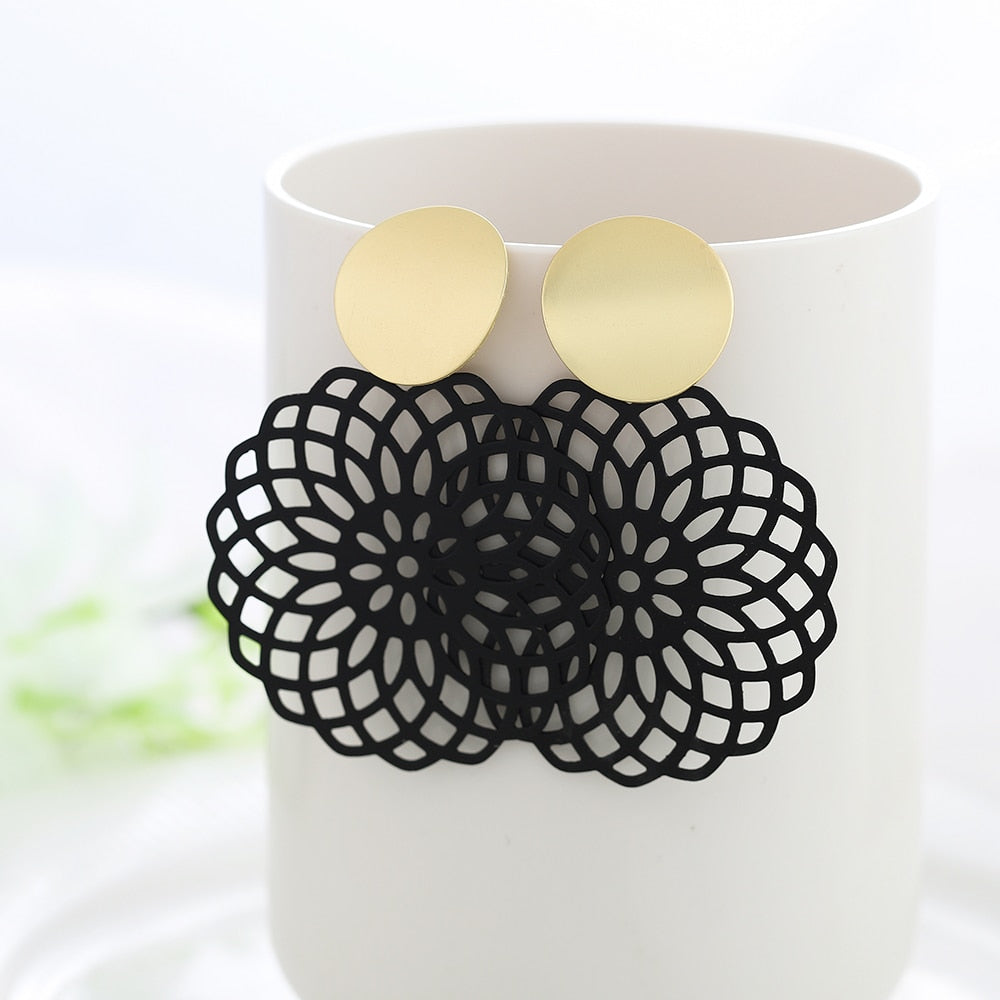 Peris Gems 15 Black and Golden Drop Earrings for Women | Hollow Dangle Earrings for Women SHEIN Amazon Temu