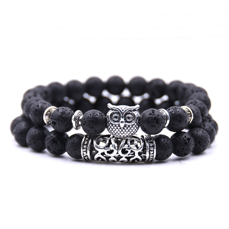Peris Gems 15 Double Layered Owl Stone Bracelets unisex | Yoga Chakra Bracelets Double Layered Owl Stone Bracelets unisex | Yoga Bracelets SHEIN Amazon Temu