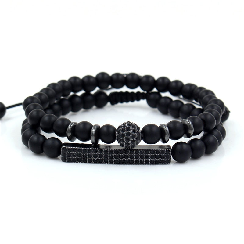 Peris Gems 15 Micro Pave CZ 8mm Disco Ball Bracelet Unisex | 3pc Black Bracelet Charm Set SHEIN Amazon Temu