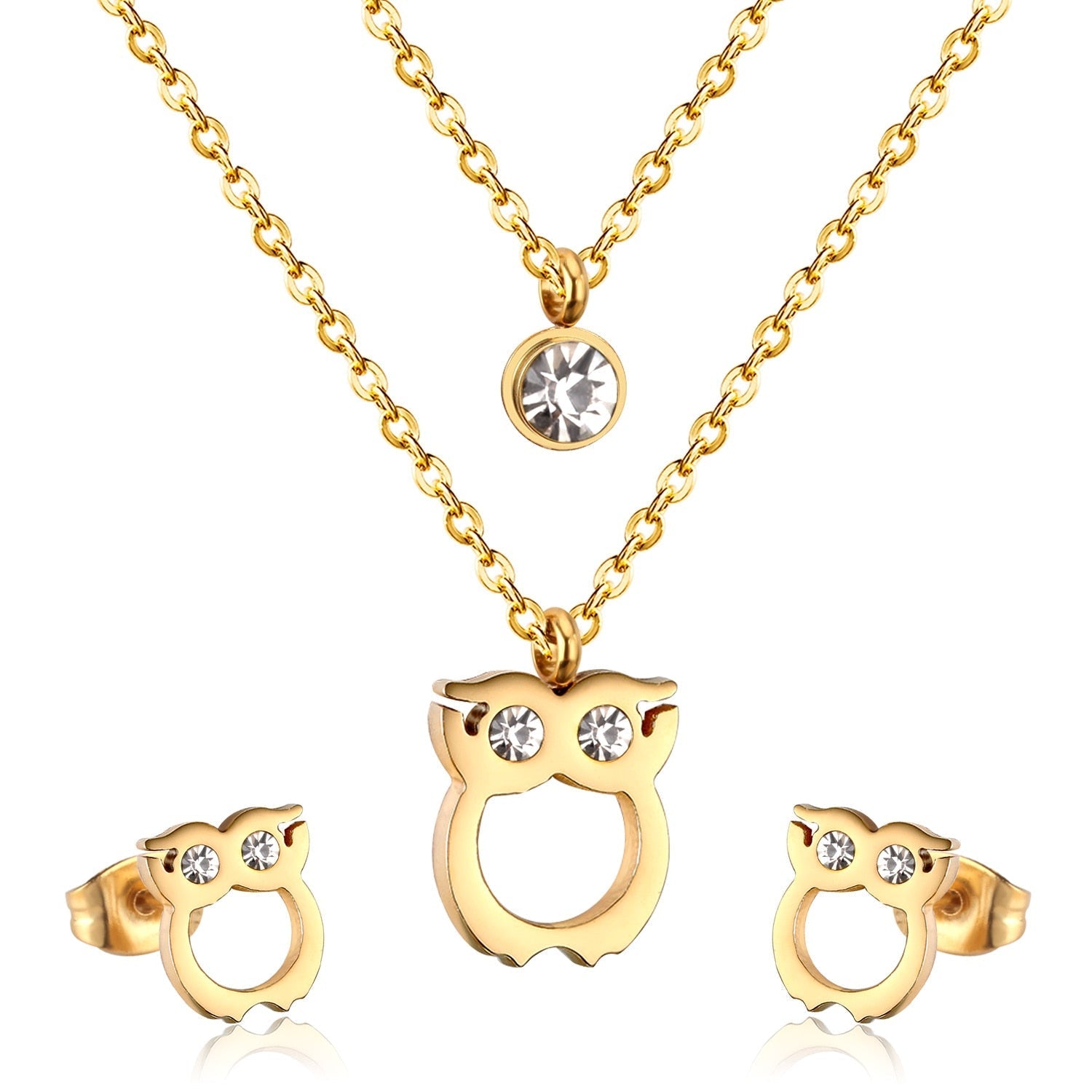 Peris Gems 150G Stainless Steel 3pc Jewelry Set for Women | Gold Crystal Diamond Jewelry Set Stainless Steel 3pc Jewelry Set for Women | Gold Crystal SHEIN Amazon Temu