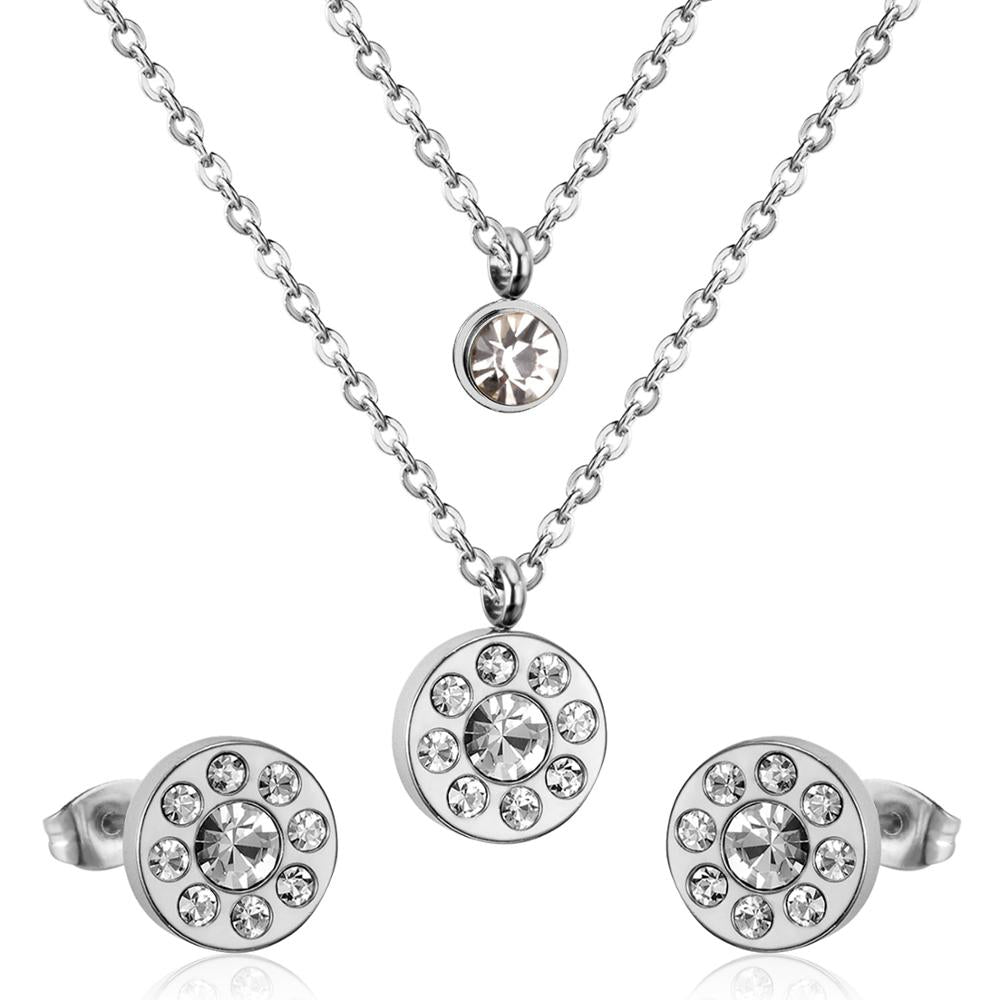 Peris Gems 155S Stainless Steel 3pc Jewelry Set for Women | Gold Crystal Diamond Jewelry Set Stainless Steel 3pc Jewelry Set for Women | Gold Crystal SHEIN Amazon Temu