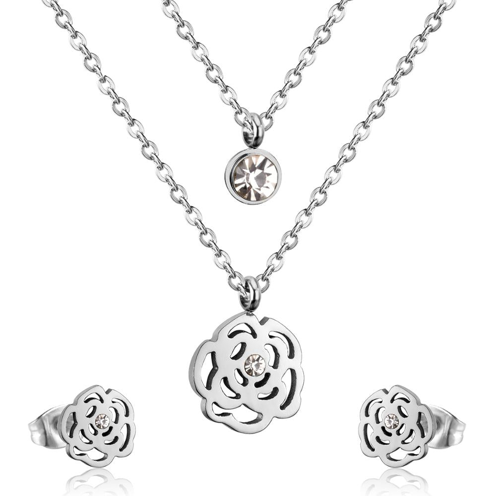 Peris Gems 156S Stainless Steel 3pc Jewelry Set for Women | Gold Crystal Diamond Jewelry Set Stainless Steel 3pc Jewelry Set for Women | Gold Crystal SHEIN Amazon Temu