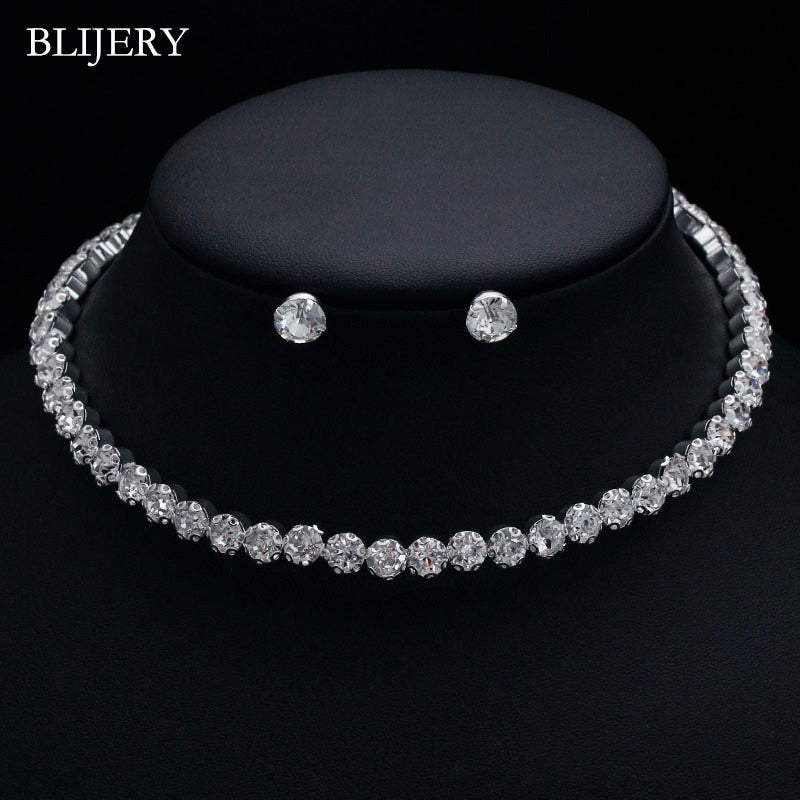 Peris Gems 16 Bridesmaid Bridal Jewelry Set | Silver Diamond Necklace and Earrings Set for Women Bridesmaid Bridal Jewelry Set | Silver Diamond SHEIN Amazon Temu