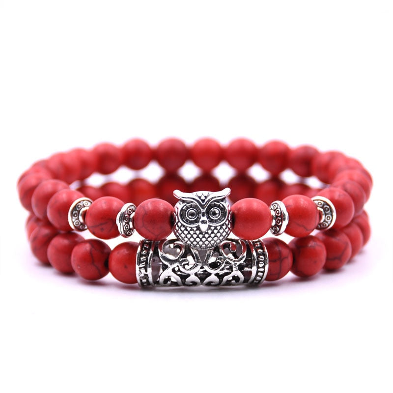Peris Gems 16 Double Layered Owl Stone Bracelets unisex | Yoga Chakra Bracelets Double Layered Owl Stone Bracelets unisex | Yoga Bracelets SHEIN Amazon Temu