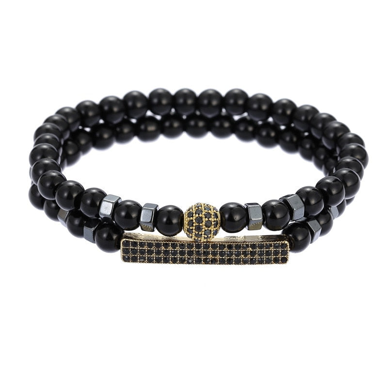 Peris Gems 16 Micro Pave CZ 8mm Disco Ball Bracelet Unisex | 3pc Black Bracelet Charm Set SHEIN Amazon Temu