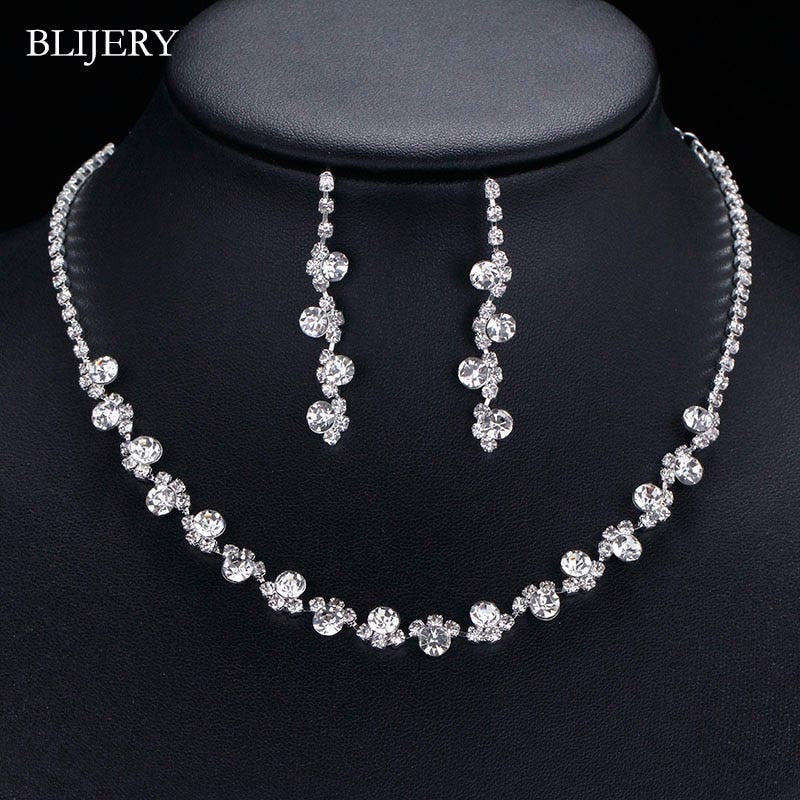 Peris Gems 17 Bridesmaid Bridal Jewelry Set | Silver Diamond Necklace and Earrings Set for Women SHEIN Amazon Temu