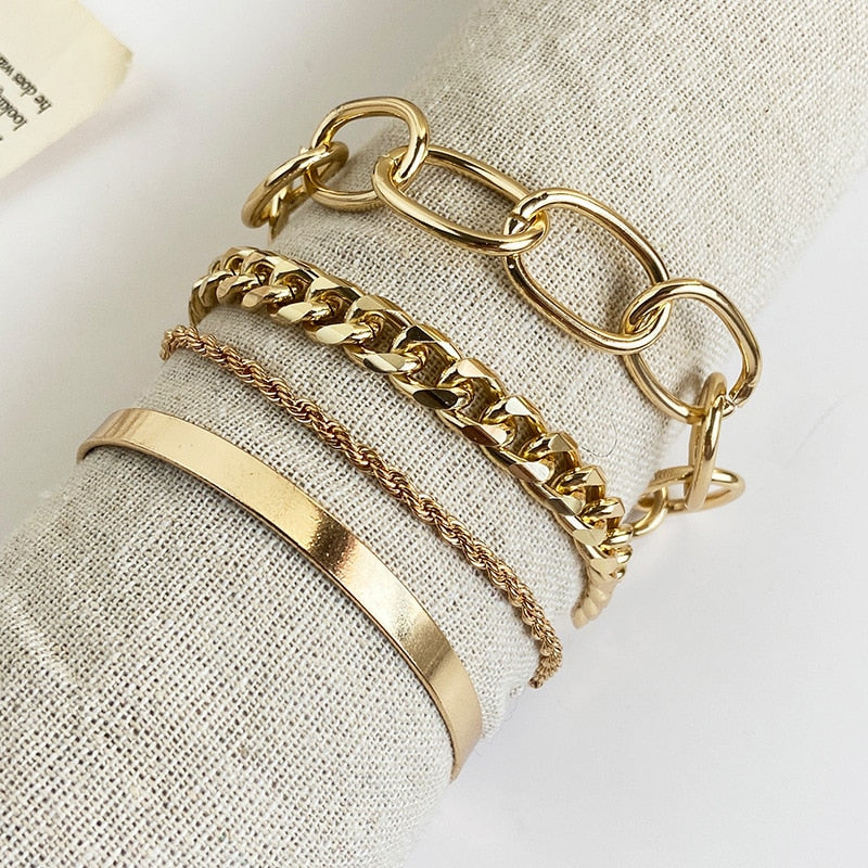 Peris Gems 17 Thick Chain-Link Bangle Bracelets for Women | 3pc Snake Chain SHEIN Amazon Temu