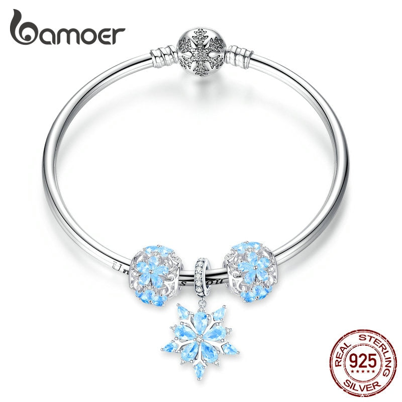 Peris Gems 17CM Blue Snowflake Bangle Bracelet for Women | Sterling Silver Bangle Bracelet Blue Snowflake Bangle Bracelet for Women | Sterling Silver SHEIN Amazon Temu