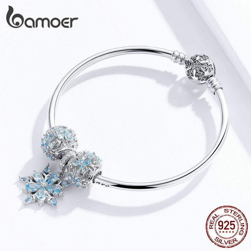 Peris Gems 17CM Blue Snowflake Bangle Bracelet for Women | Sterling Silver Bangle Bracelet Blue Snowflake Bangle Bracelet for Women | Sterling Silver SHEIN Amazon Temu