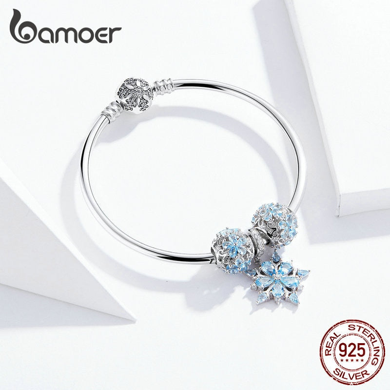 Peris Gems 17CM Blue Snowflake Bangle Bracelet for Women | Sterling Silver Bangle Bracelet Blue Snowflake Bangle Bracelet for Women | Sterling Silver SHEIN Amazon Temu