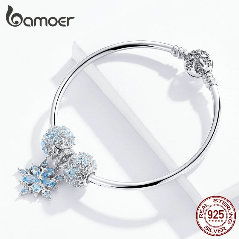 Peris Gems 17CM Blue Snowflake Bangle Bracelet for Women | Sterling Silver Bangle Bracelet Blue Snowflake Bangle Bracelet for Women | Sterling Silver SHEIN Amazon Temu