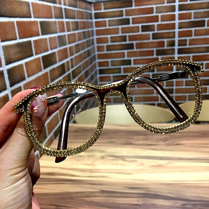 Peris Gems 1811Gold Diamond Embezzled Clear Lens Optical Glasses Unisex SHEIN Amazon Temu