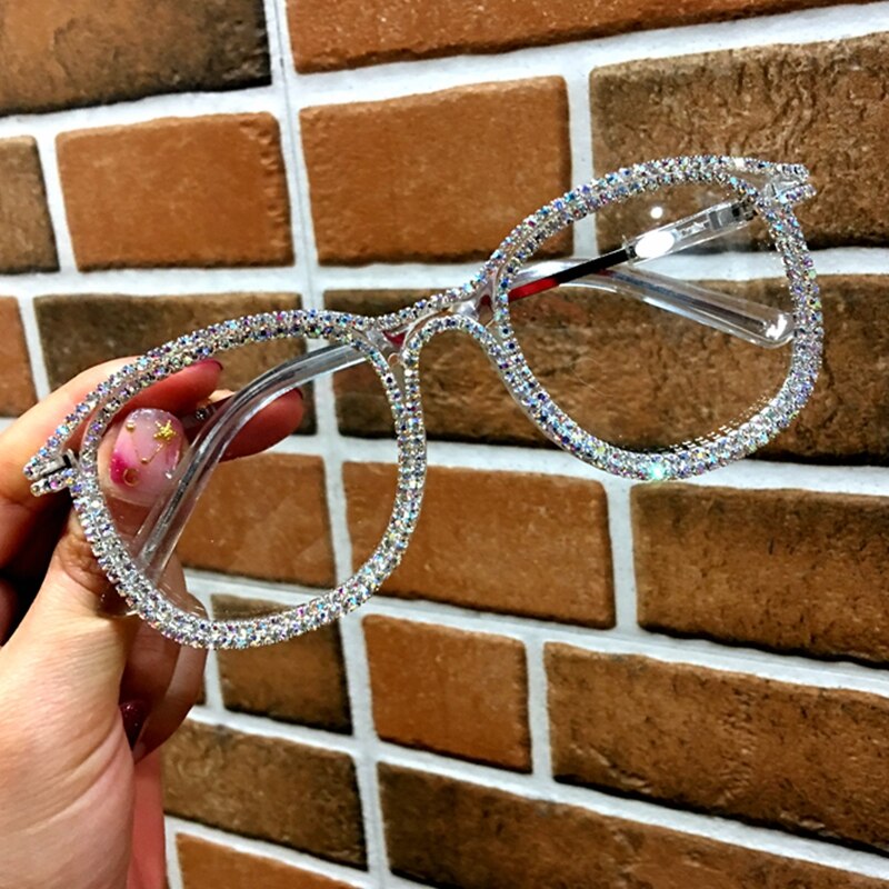 Peris Gems 1811White Diamond Embezzled Clear Lens Optical Glasses Unisex SHEIN Amazon Temu