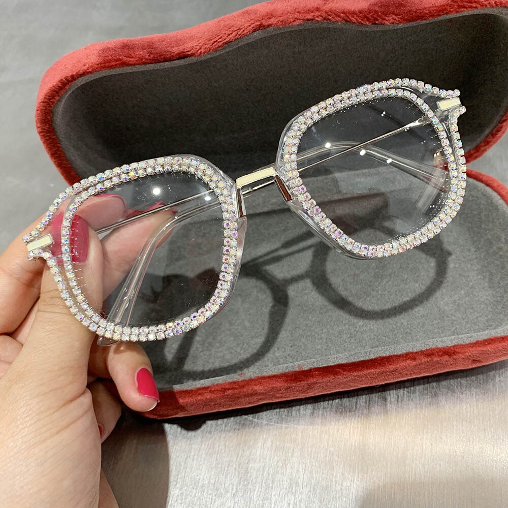 Peris Gems 1812AB Diamond Embezzled Clear Lens Optical Glasses Unisex SHEIN Amazon Temu