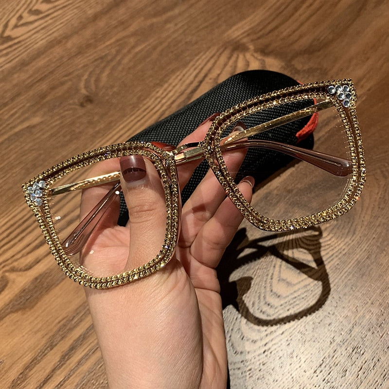 Peris Gems 1820 Gold Diamond Embezzled Clear Lens Optical Glasses Unisex SHEIN Amazon Temu