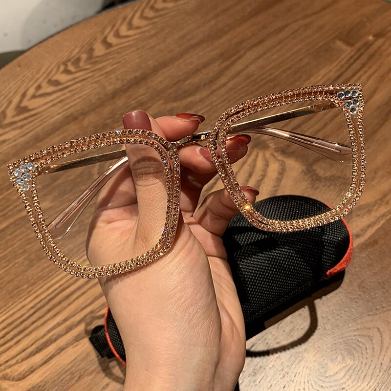 Peris Gems 1820 pink Diamond Embezzled Clear Lens Optical Glasses Unisex SHEIN Amazon Temu