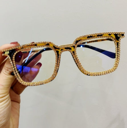 Peris Gems 1830 Leapard Diamond Embezzled Clear Lens Optical Glasses Unisex SHEIN Amazon Temu