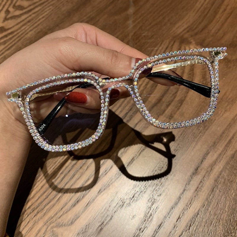Peris Gems 1830AB Diamond Embezzled Clear Lens Optical Glasses Unisex SHEIN Amazon Temu
