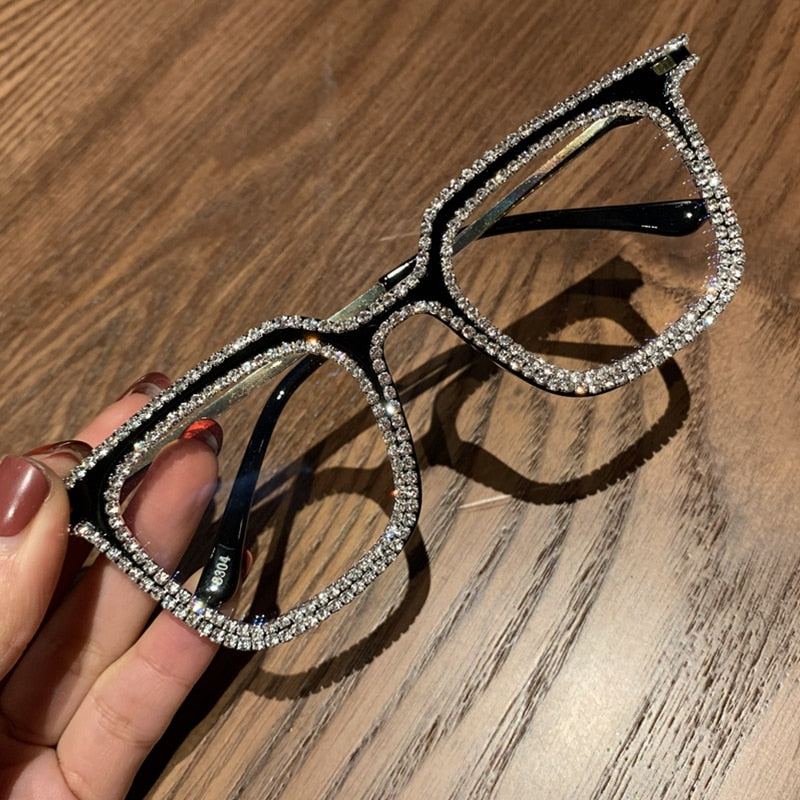 Peris Gems 1830white Diamond Embezzled Clear Lens Optical Glasses Unisex SHEIN Amazon Temu