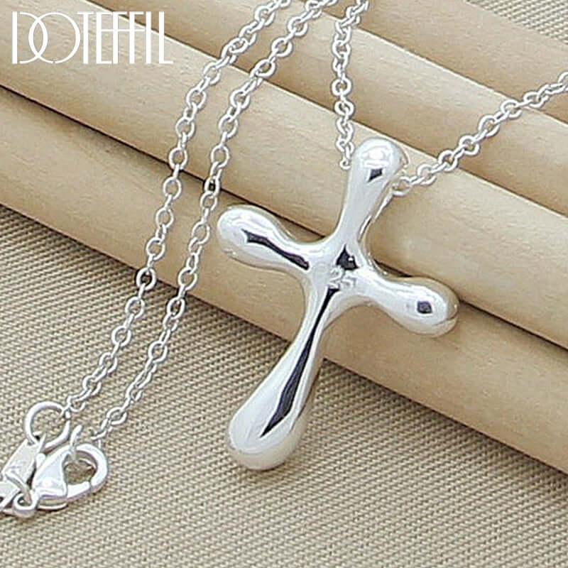 Peris Gems 18in 925 Sterling Silver Droplet Cross Pendant Necklace for Women 18in 925 Sterling Silver Droplet Cross Pendant Necklace SHEIN Amazon Temu