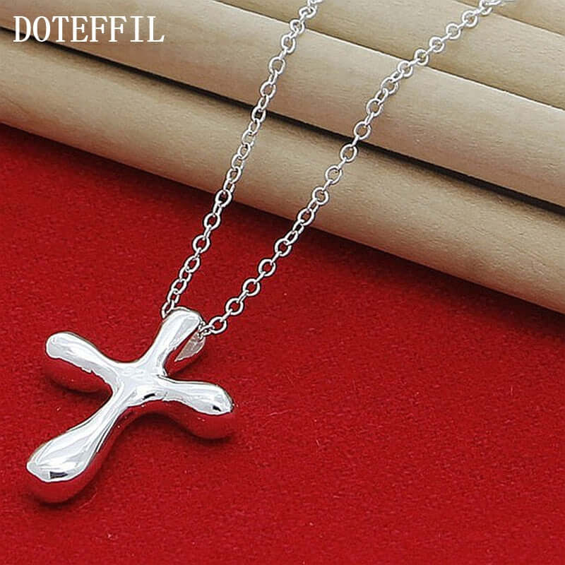 Peris Gems 18in 925 Sterling Silver Droplet Cross Pendant Necklace for Women 18in 925 Sterling Silver Droplet Cross Pendant Necklace SHEIN Amazon Temu