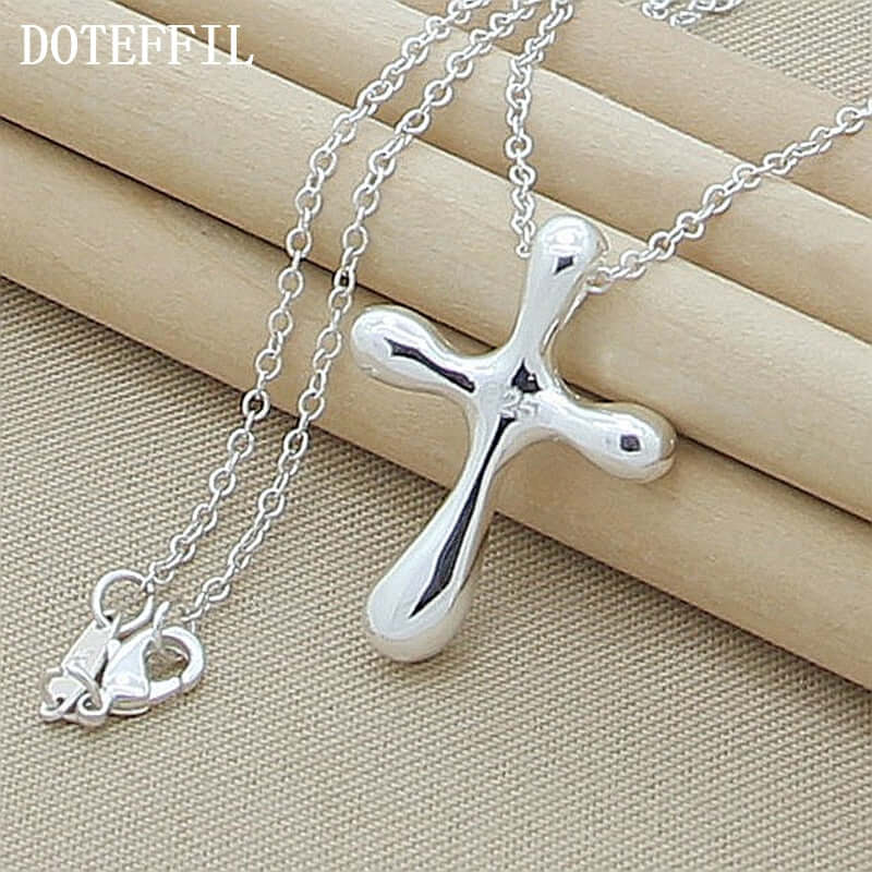 Peris Gems 18in 925 Sterling Silver Droplet Cross Pendant Necklace for Women 18in 925 Sterling Silver Droplet Cross Pendant Necklace SHEIN Amazon Temu