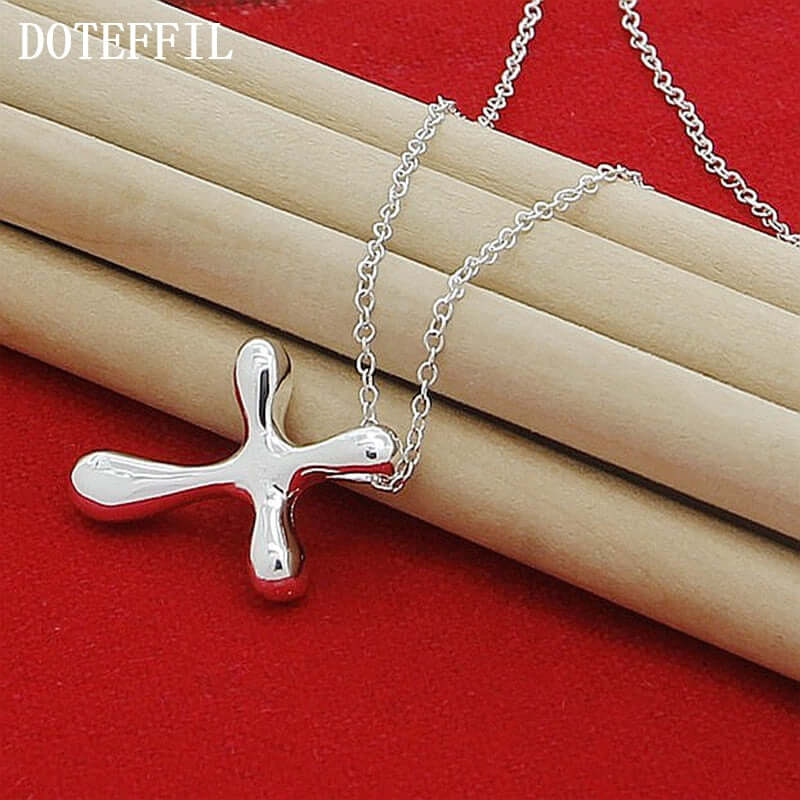 Peris Gems 18in 925 Sterling Silver Droplet Cross Pendant Necklace for Women 18in 925 Sterling Silver Droplet Cross Pendant Necklace SHEIN Amazon Temu