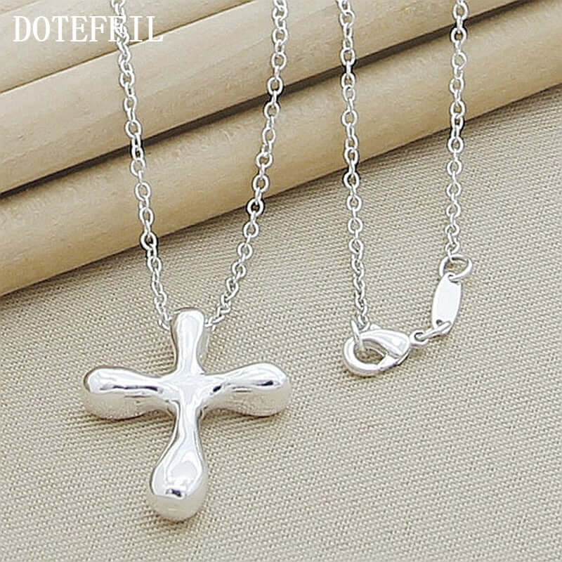 Peris Gems 18in 925 Sterling Silver Droplet Cross Pendant Necklace for Women 18in 925 Sterling Silver Droplet Cross Pendant Necklace SHEIN Amazon Temu