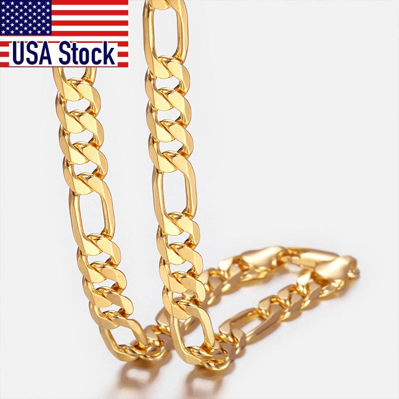 Peris Gems 18inch 45cm Gold 6MM Figaro Chain | Gold Unisex Necklaces SHEIN Amazon Temu