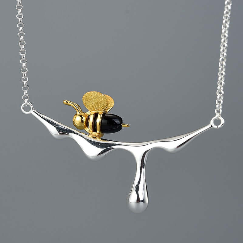 Peris Gems 18K Gold Bee Dripping Honey Pendant Necklace for Women | 925 Sterling Silver 18K Gold Bee Dripping Honey Pendant Necklace for Women | 925 SHEIN Amazon Temu
