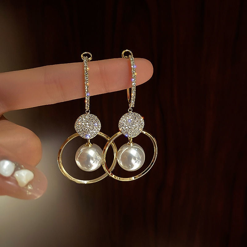 Peris Gems 19 Oversized White Pearl Drop Earrings for Women | Gold Round Earrings Oversized White Pearl Drop Earrings for Women | Gold Earring SHEIN Amazon Temu