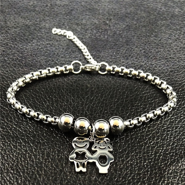 Peris Gems 1boy1girl Mother Daughter Stainless Steel Bracelet for Women SHEIN Amazon Temu