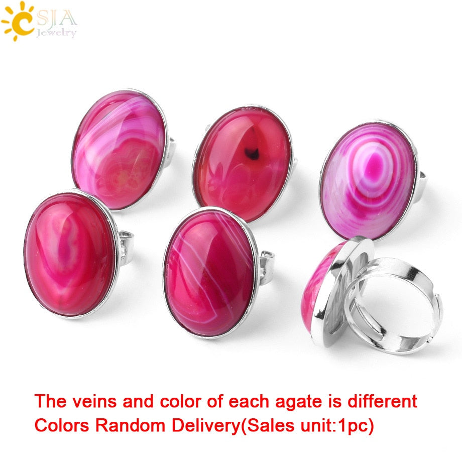 Peris Gems 1PC Rose Red Agate Quartz Tiger Eye Lapis Obsidian Rings Unisex SHEIN Amazon Temu