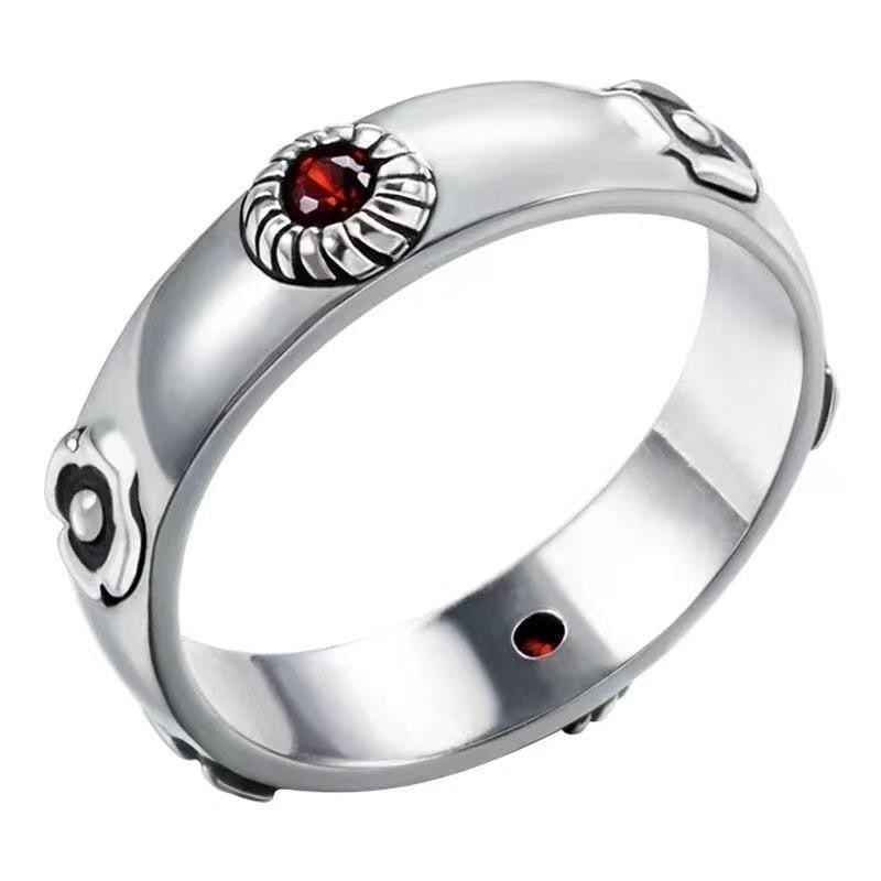 Peris Gems 1Pcs Red A Polished Silver Round Diamond Rings Unisex | Moving Castle Anime Rings | Anime Cosplay Jewelry SHEIN Amazon Temu