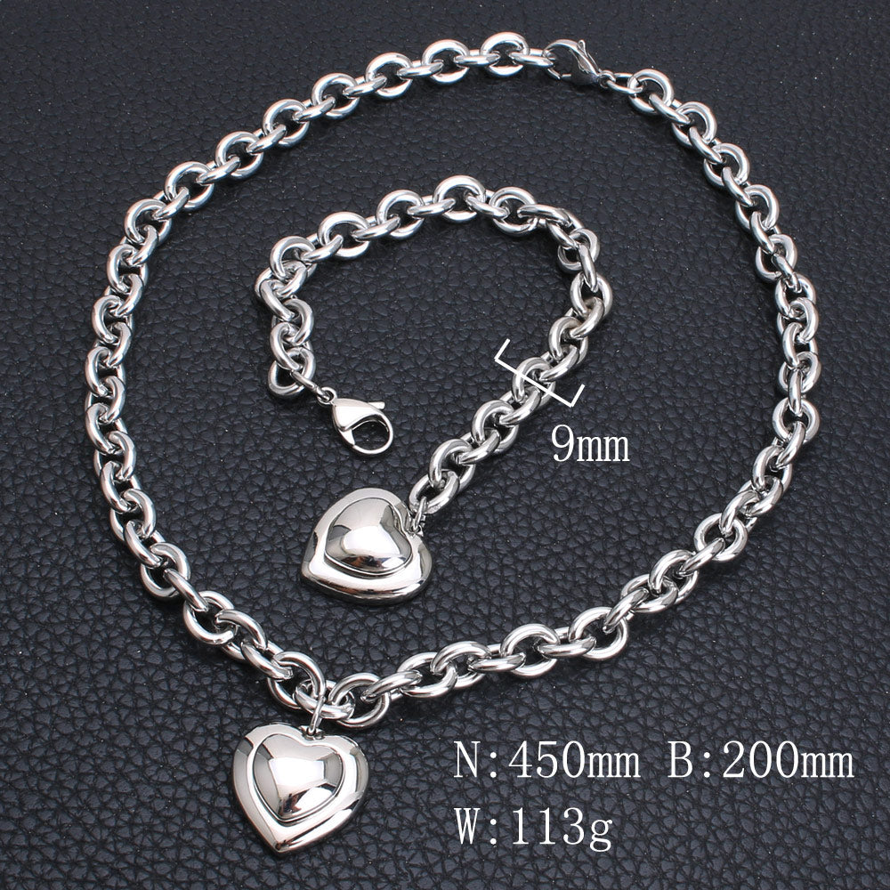 Peris Gems 2 / 45cm Gold and Silver Heart Bracelet + Necklace Set for Women | Stainless Steel Gold and Silver Heart Bracelet + Necklace Set for Women SHEIN Amazon Temu