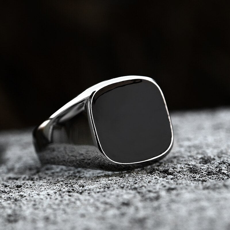 Peris Gems 2 / 8 Titanium Flat Face Signet Ring for Men | Odin Symbol Ring Titanium Flat Face Signet Ring for Men | Odin Symbol Ring SHEIN Amazon Temu