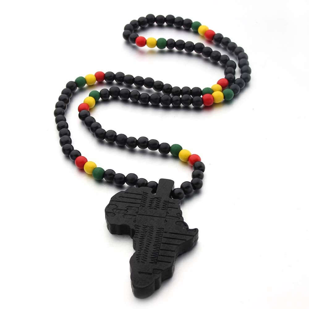Peris Gems 2 Africa Continent Map Beaded Necklace Unisex | Wood Necklace SHEIN Amazon Temu