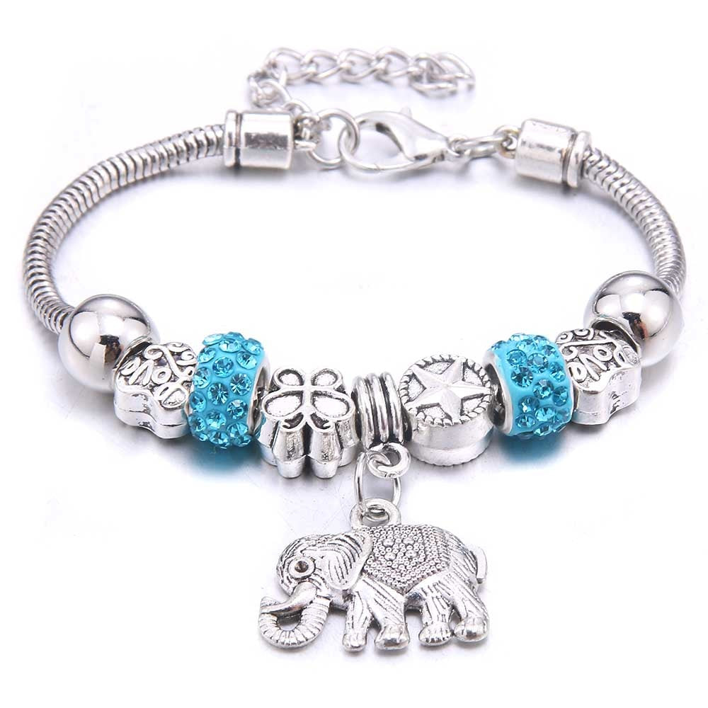 Peris Gems 2 Blue Bead Elephant Dragonfly & Owl Pendants Crystal Charm Bracelets | Beads Bracelet for Women Dragonfly & Owl Pendants Crystal Charm Bracelets SHEIN Amazon Temu