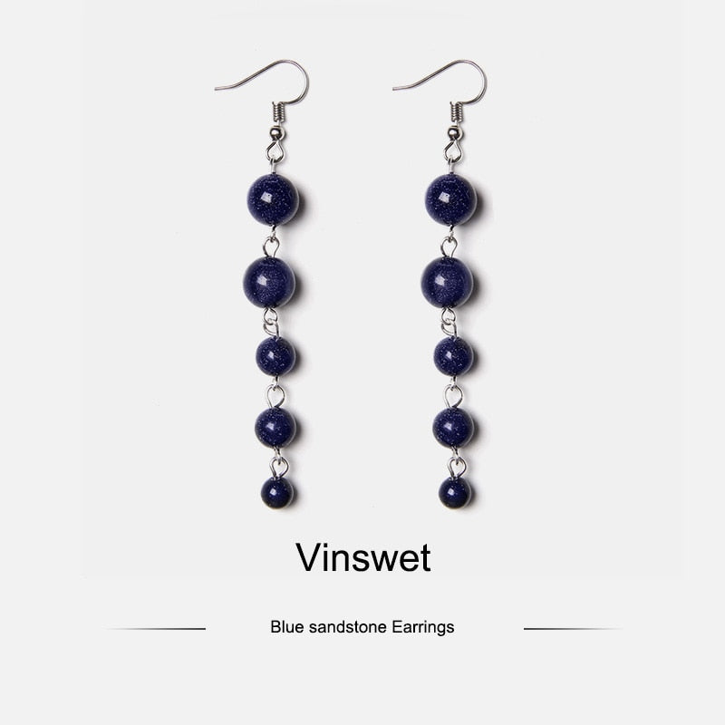 Peris Gems 2 Blue Sandstone Long Beads Tassel Earrings for Women SHEIN Amazon Temu