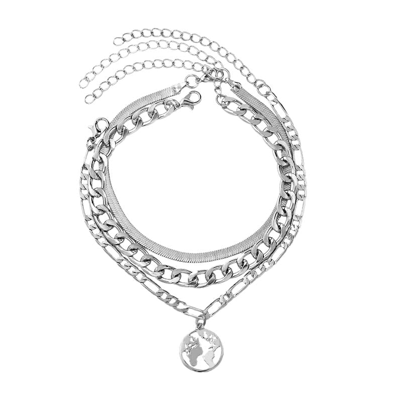 Peris Gems 2 Boho 3pc Cuban Chain Silver Anklets for Women SHEIN Amazon Temu
