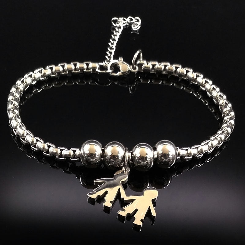 Peris Gems 2 boy Mother Daughter Stainless Steel Bracelet for Women SHEIN Amazon Temu