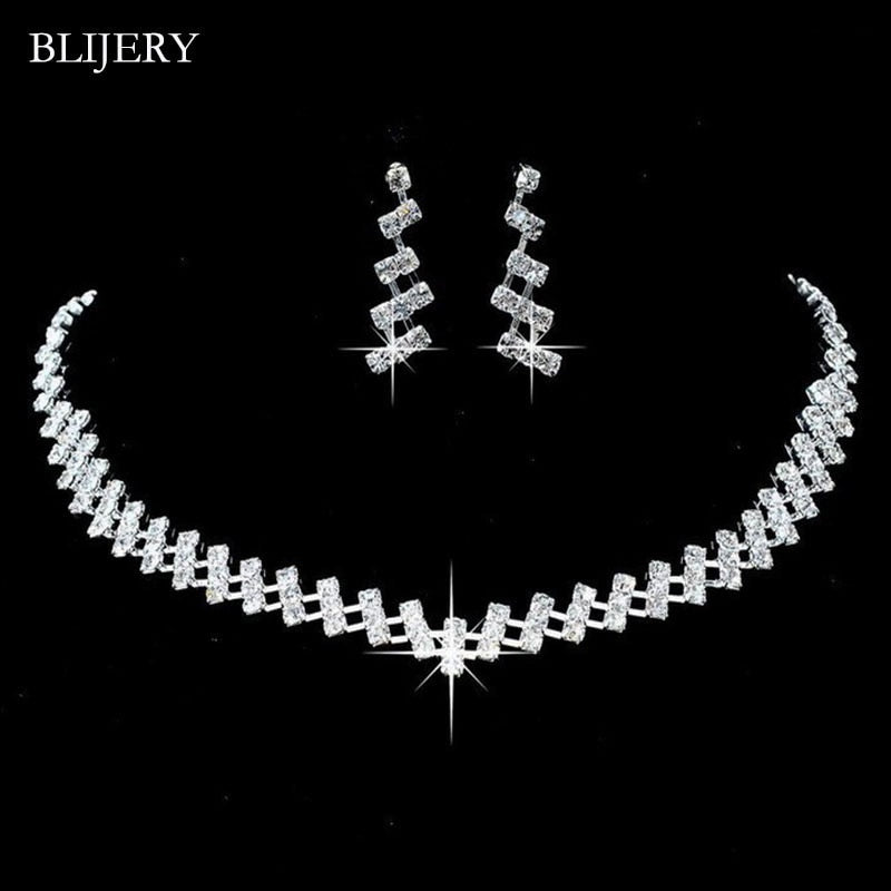 Peris Gems 2 Bridesmaid Bridal Jewelry Set | Silver Diamond Necklace and Earrings Set for Women Bridesmaid Bridal Jewelry Set | Silver Diamond SHEIN Amazon Temu