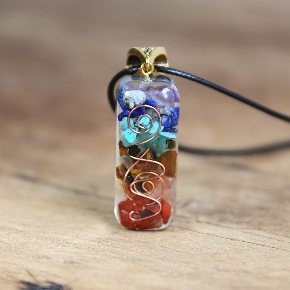 Peris Gems 2 Chakra Energy Pendant Necklace Unisex | Rainbow Orgonite SHEIN Amazon Temu